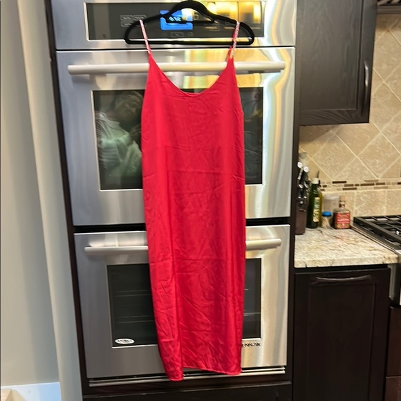 Nicole by Nicole Miller Red Spaghetti Strap‎ Slip Midi Dress - Picture 1 of 8